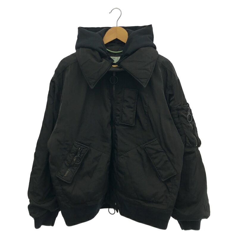 【中古】OFFWHITE GARMENT DYED BOMBER XS 黒いこと 象牙色[66]
