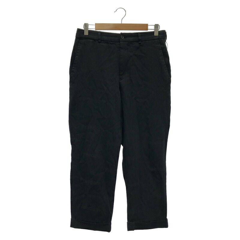 【中古】BLACK COMME des GARCONS ポリ縮絨 FREEDOM織り クロップドパンツ ブラック サイズL コムデギャルソン[24]｜お宝創庫