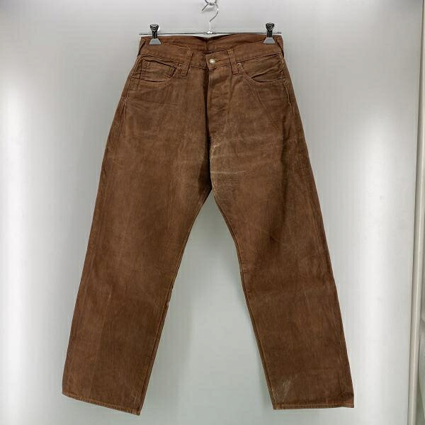 【中古】EVIS JEANS 初期2504XX 柿渋染め ブラウン W32L35 ※丈詰め・シンチバック欠損 エヴィス[24]｜お宝創庫