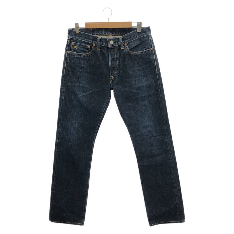 【中古】RRL SLIM FIT デニムパンツ サイズ表記なし 平置き約40cm インディゴブルー ラルフローレン[91]｜お宝創庫