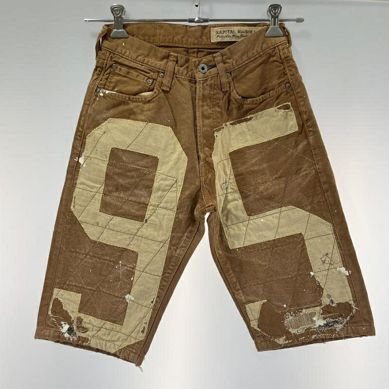 【中古】KAPITAL BORO 95 パッチワーク ショーツ ブラウン サイズ30[19]｜お宝創庫