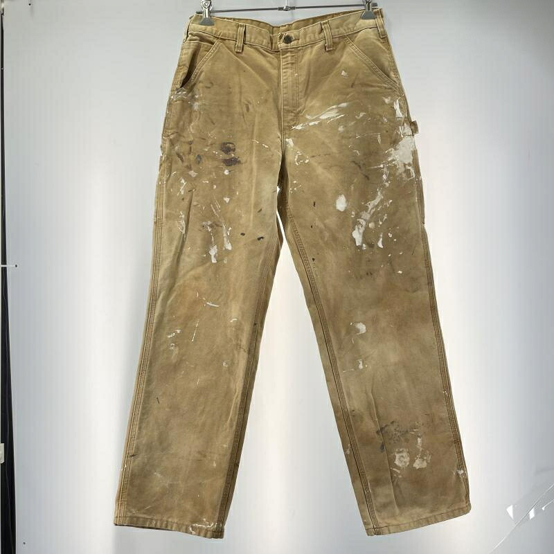 【中古】CARHARTT ペインターパンツ ペンキ加工 ベージュ サイズ32[19]｜お宝創庫