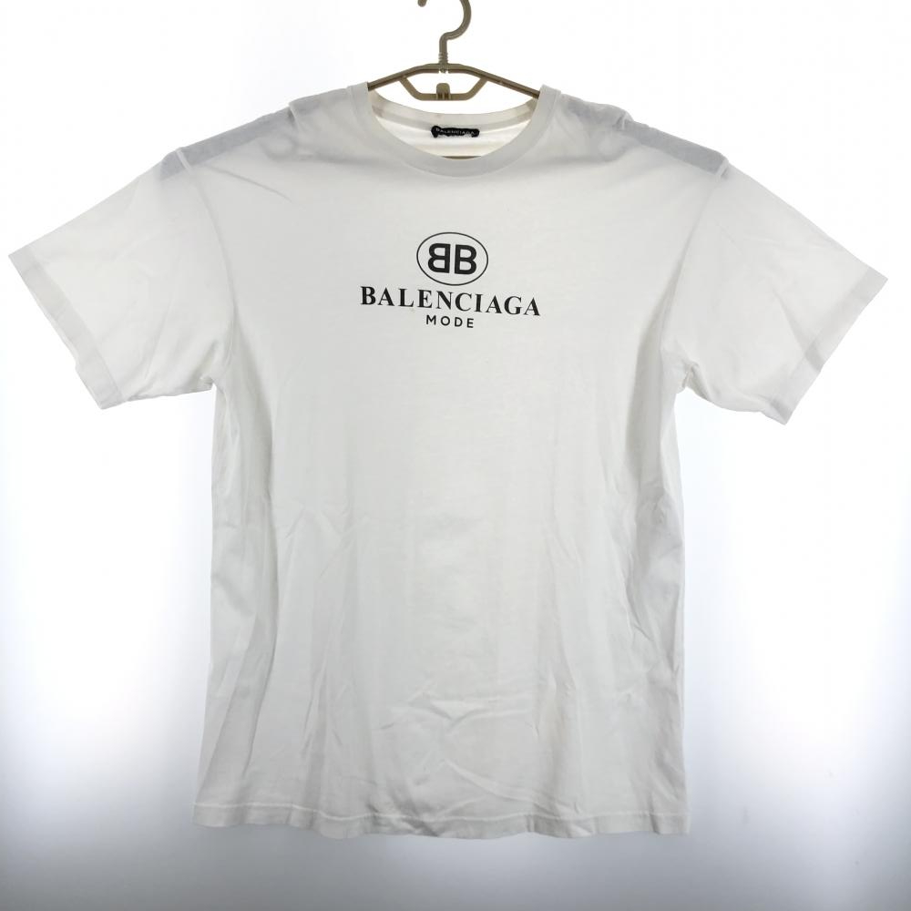 ストレッチドビー BALENCIAGA バレンシアガ Tシャツ BBロゴ ホワイト系