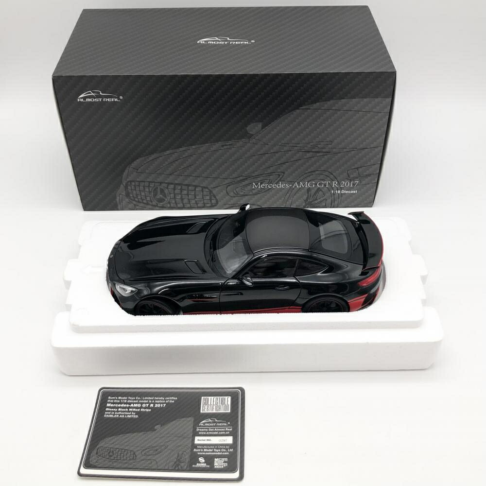 【中古】開封 ALMOST REAL ｵｰﾙﾓｽﾄﾘｱﾙ 1/18 AL820703 ﾒﾙｾﾃﾞｽ MG GT R 2017 ﾌﾞﾗｯｸ/ﾚｯﾄﾞ[17]