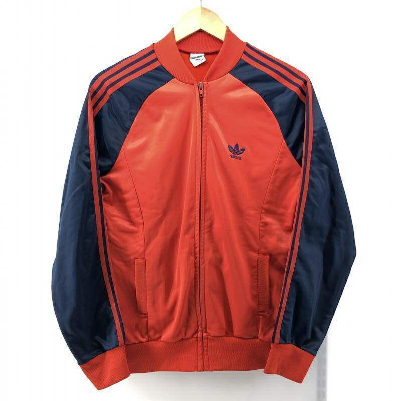 70-80s adidas トラックジャケット　パンツ　レッド　M アディダス 70s 80s トラックジャケット 4号 赤 グレー ジャージ