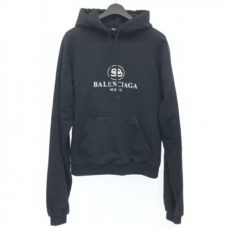 BALENCIAGA バレンシアガ 21AW ピクセルロゴ パーカー 5939【未使用級・希少ピンク】バレンシアガ‪☆両面刺繍ロゴ入‬