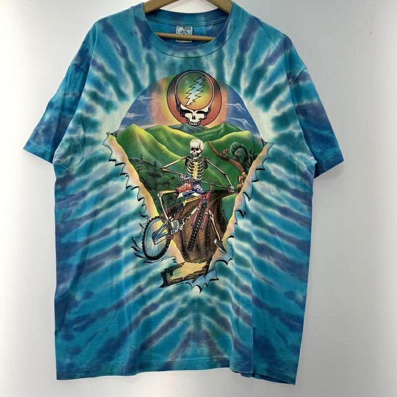 【中古】90s GRATEFUL DEAD 骸骨 タイダイ柄Tシャツ サイズL ブルー[19]