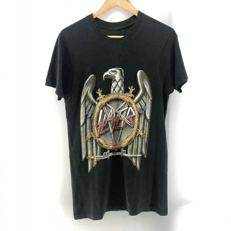 【中古】SLAYER 90s SEASONS IN THE ABYSS ティーシャツ 大いさM 黒いこと スレイヤー[24] その他-トップス-メンズファッション