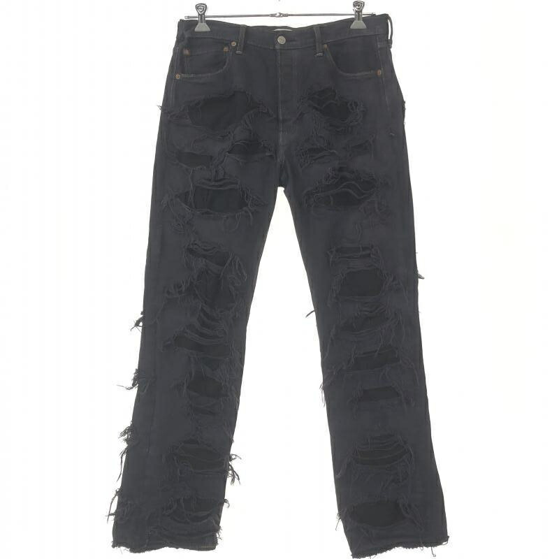 INNOCENCE ブラックダメージデニムパンツパッチワーク