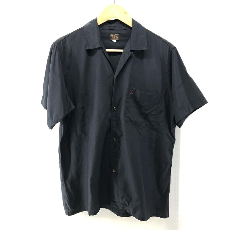 【中古】Deluxe Ware マリンプリント レーヨンシャツ サイズXL ブラック AL-03-BK　デラックスウエア[24]