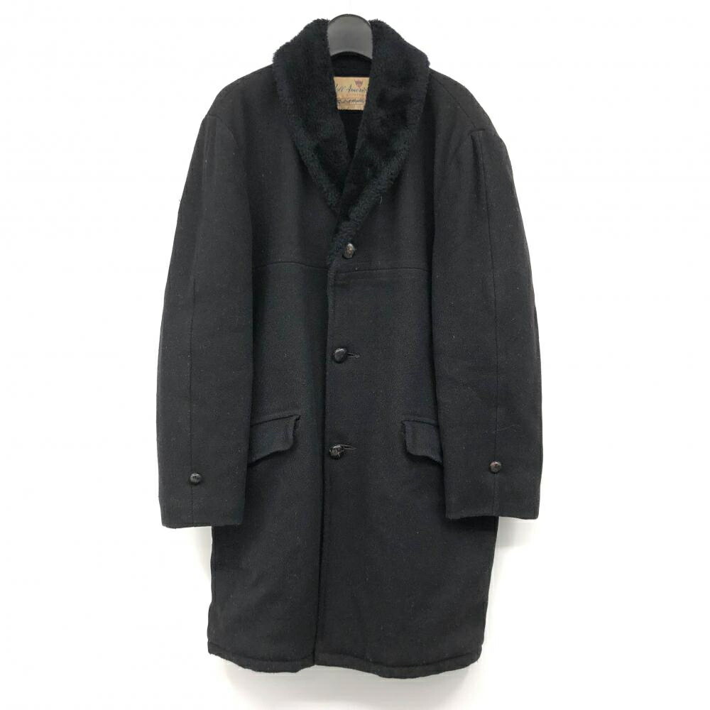【中古】50s　 Hallamerican　くるみボタン　ウールコート　ブラック　サイズ38[17]