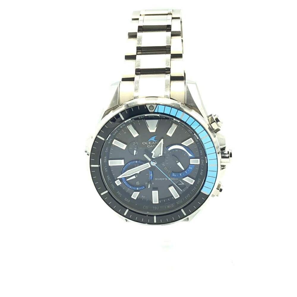 【中古】CASIO OCEANUS CACHALOT ダイバーズ OCW-P2000-1AJF ソーラー電磁波 チタン 黒いこと カシオ[17]