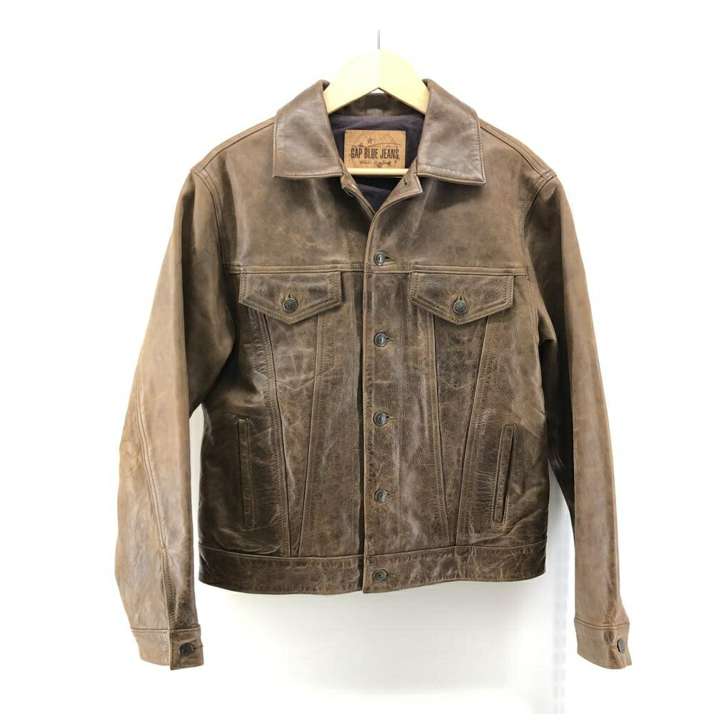 2874【GAP BLUE JEANS】ヴィンテージ　レザージャケットブラウンS VINTAGE GAP Blue Jeans World Standard Brown Leather Jacket