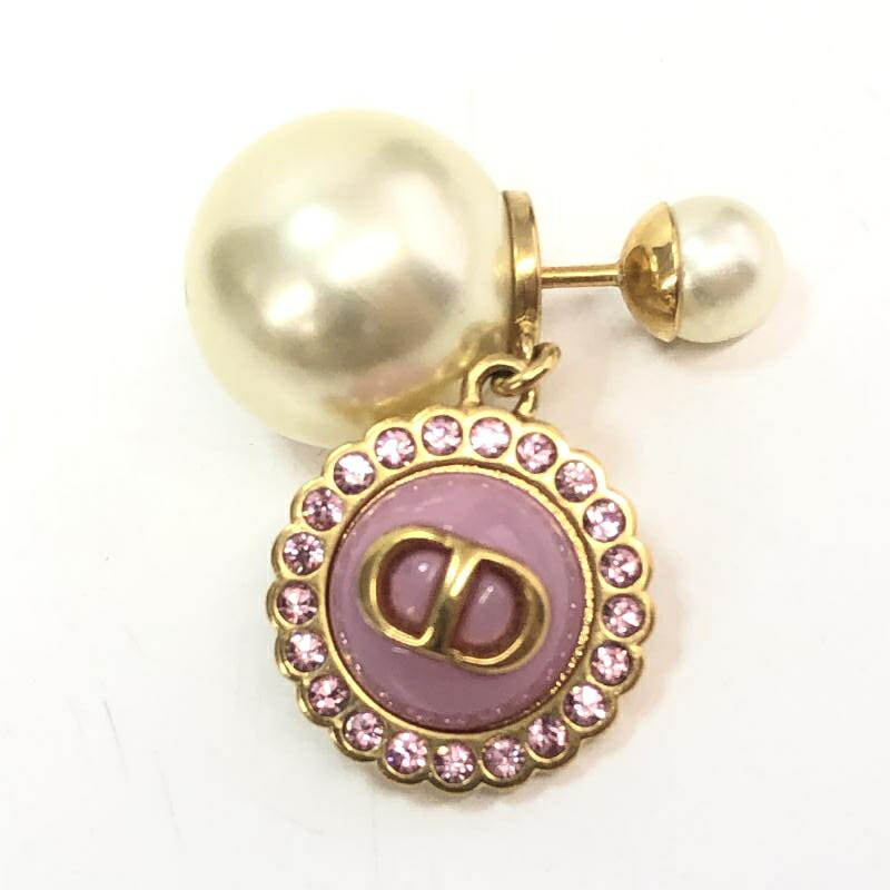 【中古】片耳)Christian Dior Tribales ピアス ピンク レジンパール クリスチャン・ディオール[66]