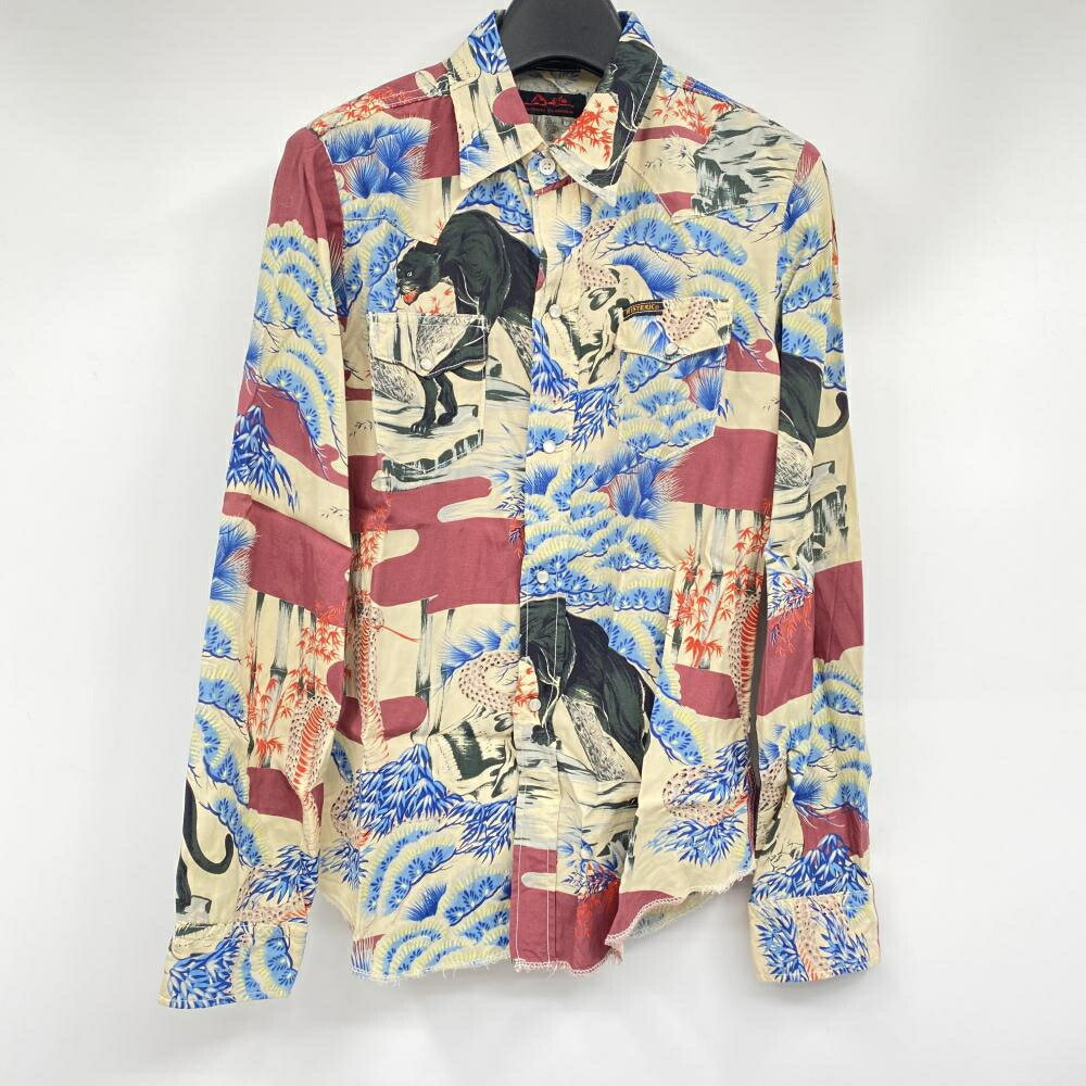 HYSTERIC GLAMOUR◆半袖シャツ/FREE/レーヨン/オレンジ/2ah-7410 ヒステリックグラマー HYSTERIC GLAMOUR 柄シャツ アロハシャツ