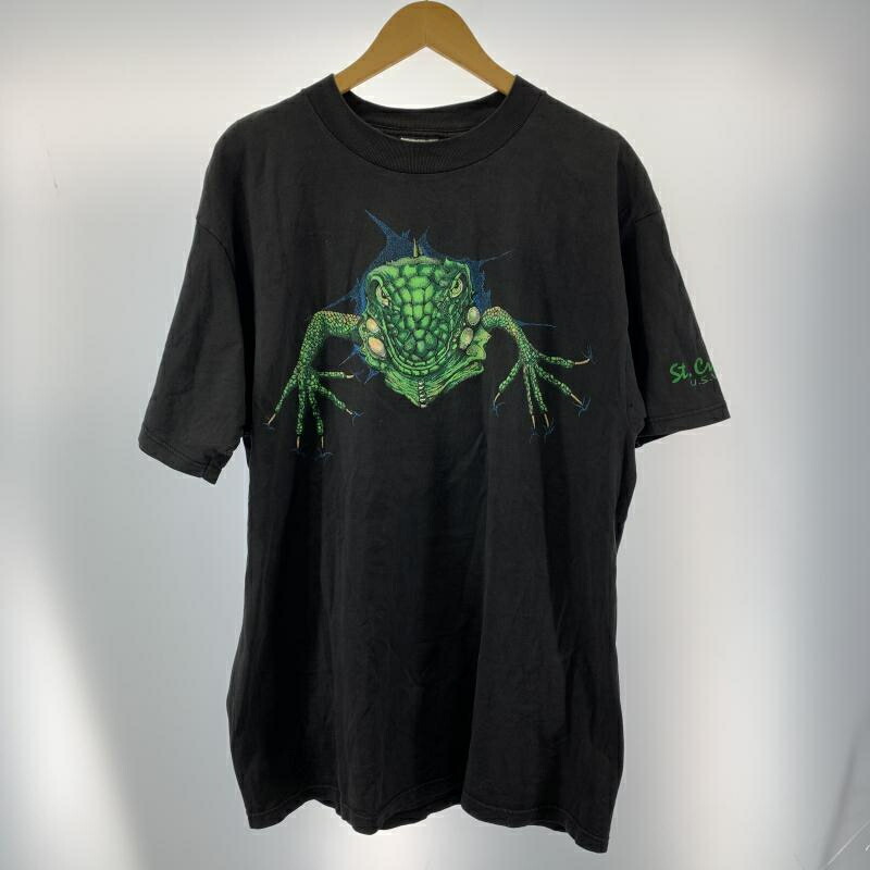 【中古】90s TULTEX 半袖Tシャツ サイズXL イグアナ ブラック[19]