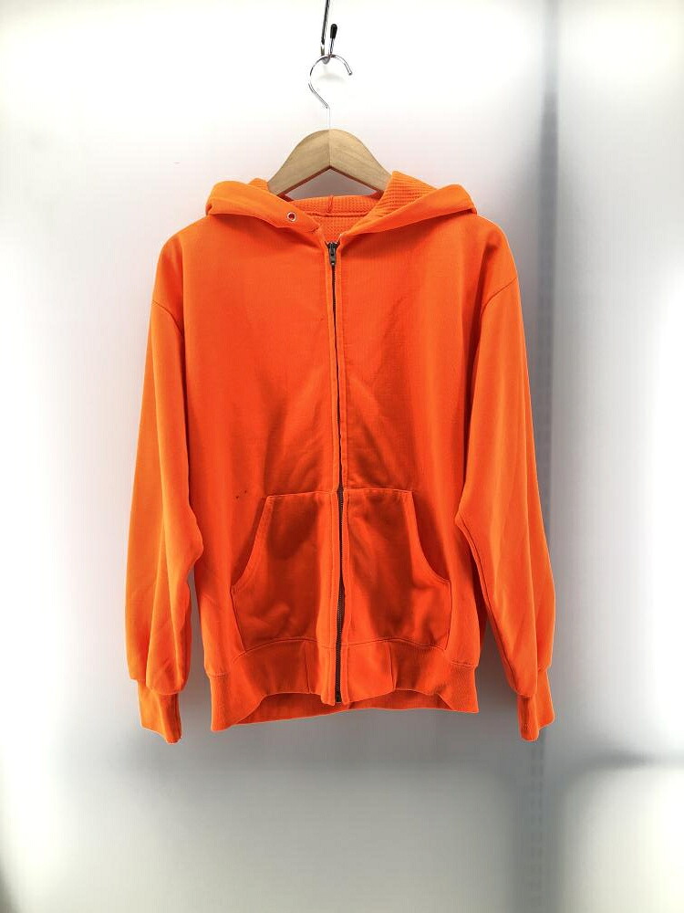 【中古】ブランド不明 70s ダブルフェイス裏サーマルジップパーカー オレンジ size M相当[24]
