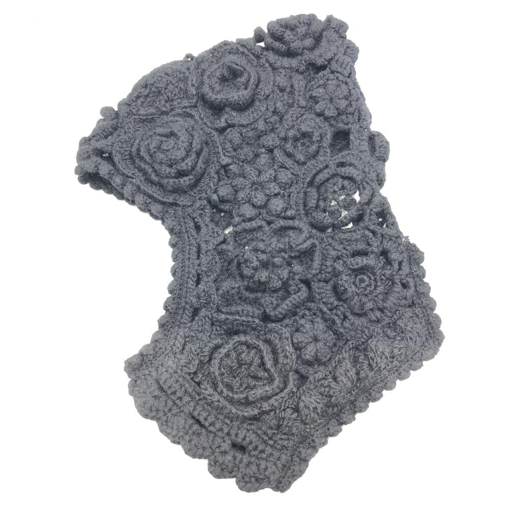 【中古】TAO COMME des GARCONS 22AW TAO COMME des GARCONS 22AW 花モチーフニット バラクラバ ブラック　コムデギャルソン[17]