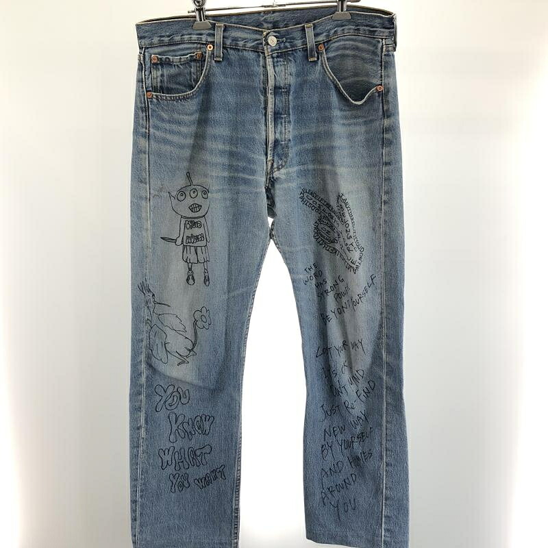 【中古】LEVI'S 501 ペイントデニム サイズW34×L34 青 リーバイス[91]