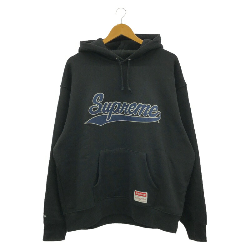 【中古】Supreme Mitchell\u0026Ness NCAA Hooded Sweatshirt L 黒いこと シュプリーム ミッチェル\u0026ネス[66]