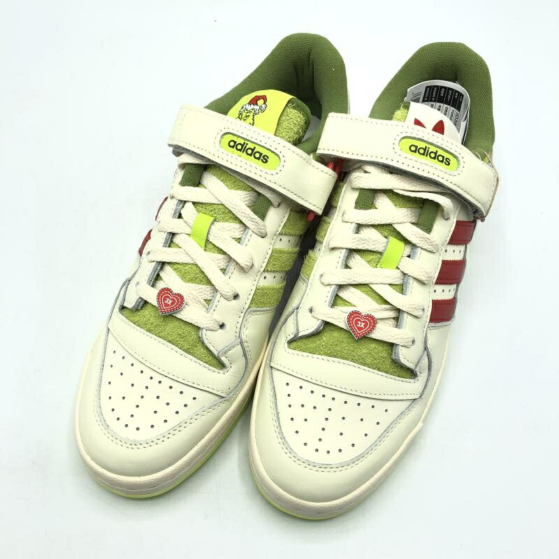 【中古】The Grinch × adidas Originals Forum Low CL Cream White/College Red/Solar Slime スニーカー 27cm ID3512 グリーン アイボリー レッド アディダス[10]