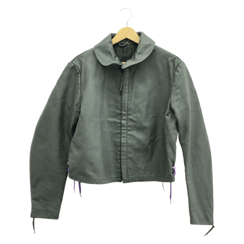【中古】German Military Vintage ドイツ軍 SUBMARINE LEATHER JACKET サイズ12 グレー[19]