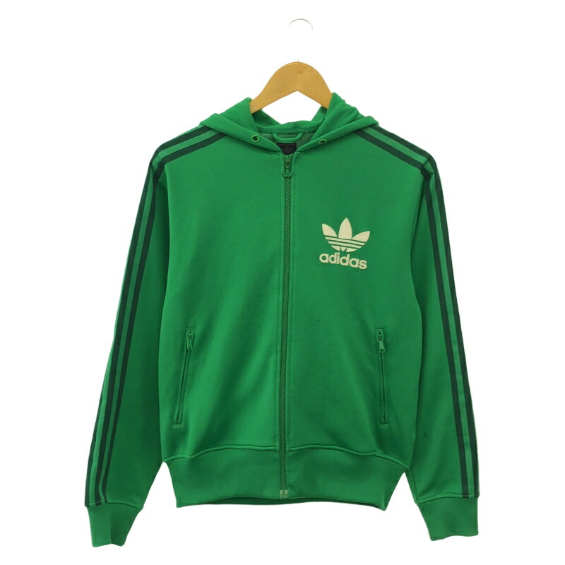 【中古】adidas 90s フーディトラックジャケット M グリーン アディダス 万国旗タグ[10]