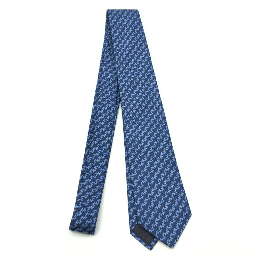 【中古】HERMES　ネクタイ　ブルー　※箱付き　エルメス[17]