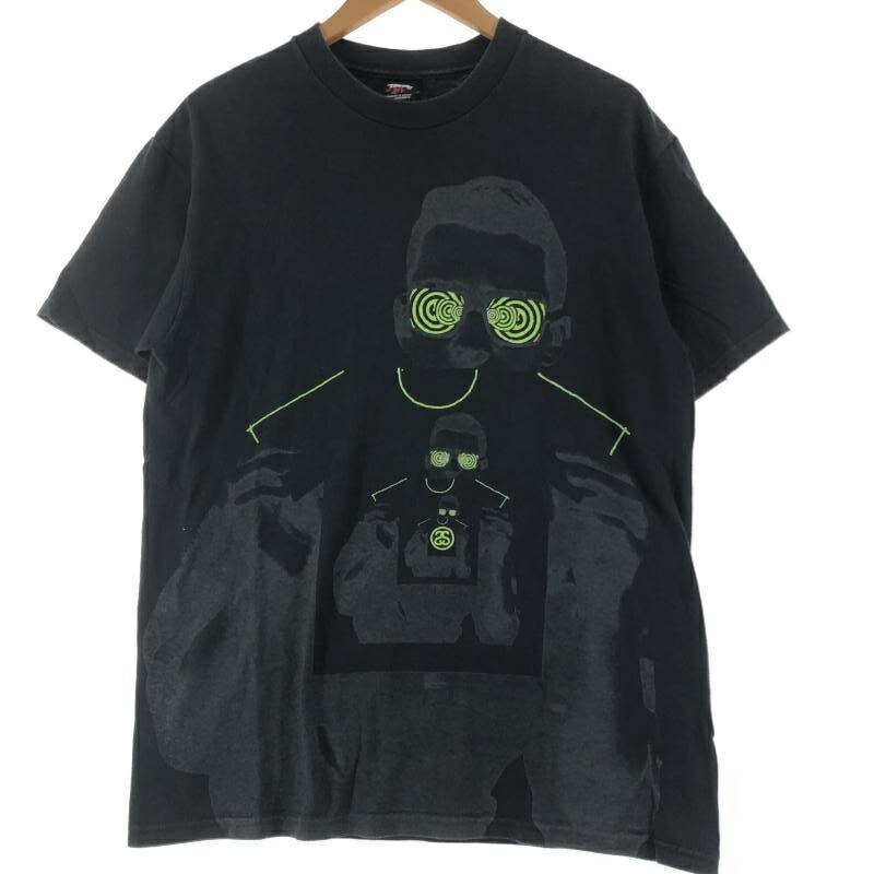 メンズ半袖Tシャツ【STUSSY✖ディズニーコラボ、オズワルド】【XL、黒】 Tシャツ OSWALD オズワルド ディズニー 半袖 L 黒 ブラック