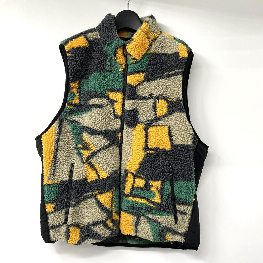 【中古】STUSSY ジップフリースベスト マルチカラー サイズL ステューシー[17]｜お宝創庫