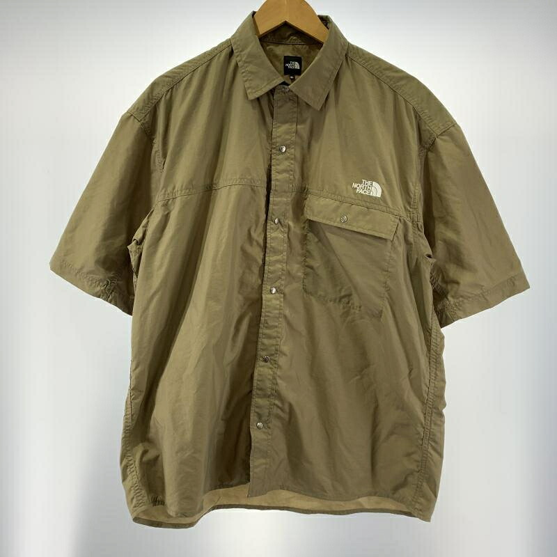 【中古】THE NORTH FACE S/S Nuptse Shirt サイズXL NR22552 カーキ ヌプシシャツ[19]