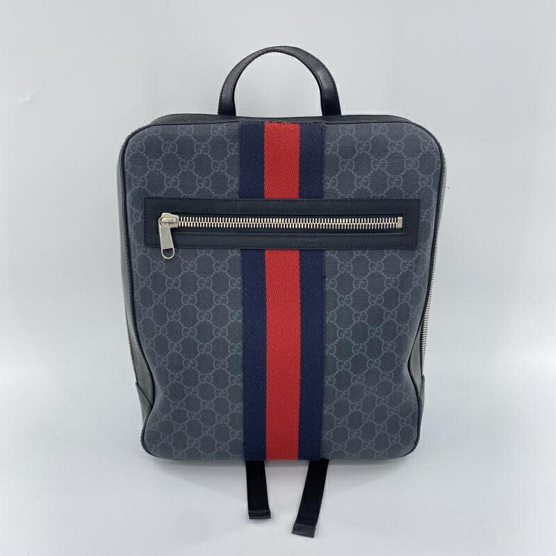【中古】GUCCI GGスプリーム バックパック 478324 ブラック レッド グッチ[10]