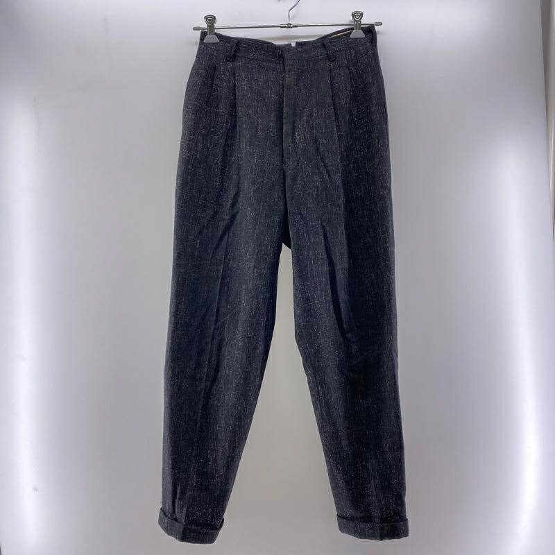 【中古】ブランド不明 50～60s カスリ ウールスラックス ブラック ※状態△・サイズ表記なし[24]