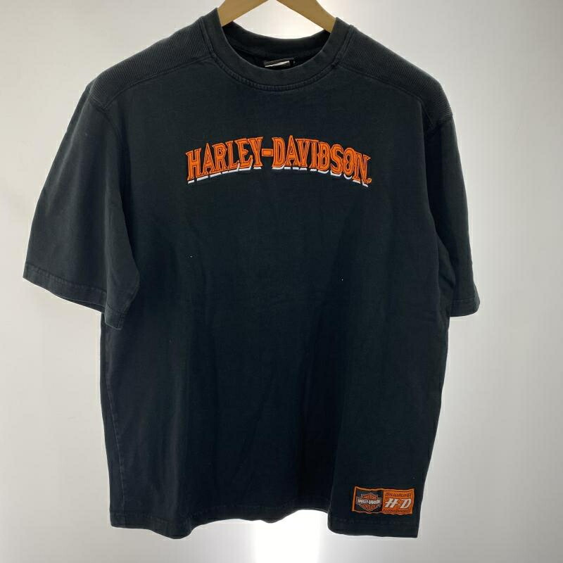 【中古】Harley Davidson ロゴタイプ刷り上げる ティーシャツ L 黒[91]