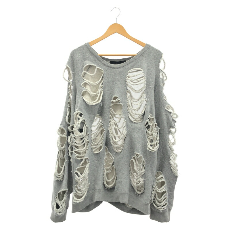 【中古】JUN NAKAYAMA DISTRESSED CREWNECK L/XL 薄墨色 ジュンナカヤマ[10]