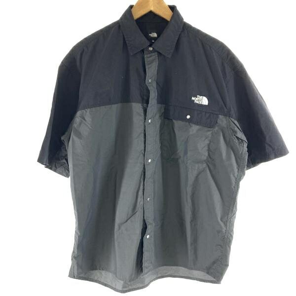 【中古】THE NORTH FACE S/S NUPTSE SHIRT サイズXL NR22552 ブラック/グレー ザ・ノースフェイス[19]