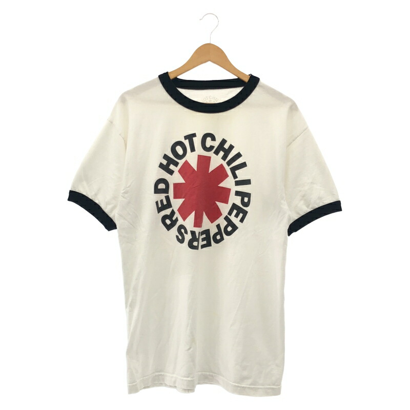 【中古】RED HOT CHILI PEPPERS プリントリンガーTee L 白いこと レッドホットチリペッパーズ[10]