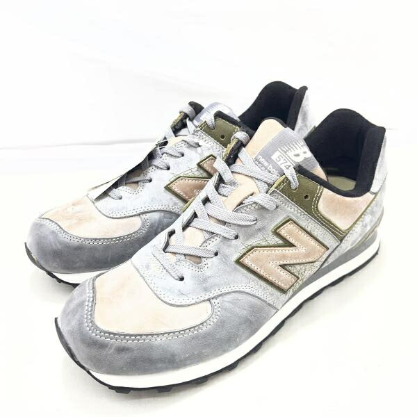 【中古】加水分解)New Balance M574J ILL サイズ28.5cm ニューバランス グレー ピンク[19]
