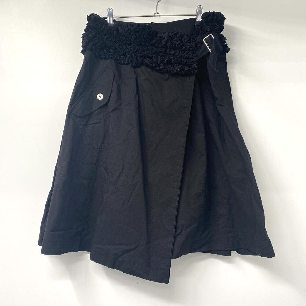 【中古】tricot COMMEdesGARCONS TT-S006 綿織物一巻きスコート 黒いこと 大きさS トリココムデギャルソン[17]