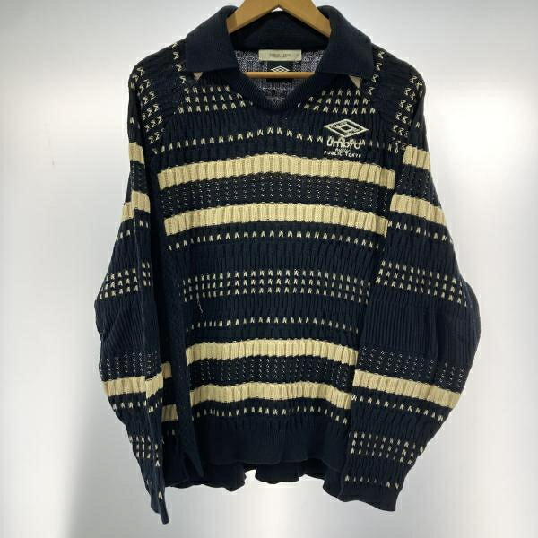 【中古】UMBRO×PUBLIC TOKYO ニットメイドゲームシャツ サイズ01 153230001 ネイビー/ベージュ[19]
