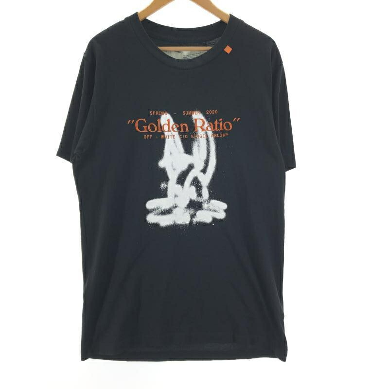 【中古】OFFWHITE 20SS Cartoon S/S ティーシャツ M 黒いこと 象牙色[10]