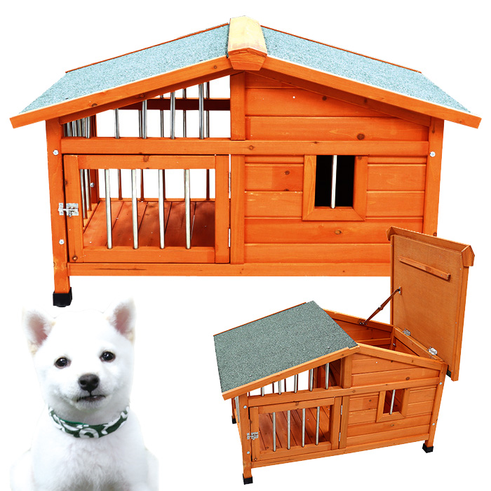 楽天市場】犬小屋 犬舎 ドッグハウス 平屋根 木製 Mサイズ 小型犬 中型