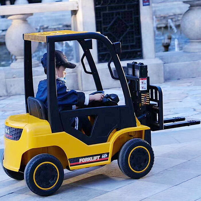 市場 電動乗用カー ハンドル操作 働く車 電動 倉庫車両 子供用 電動乗用車 おもちゃ フォークリフト 乗用玩具 充電式