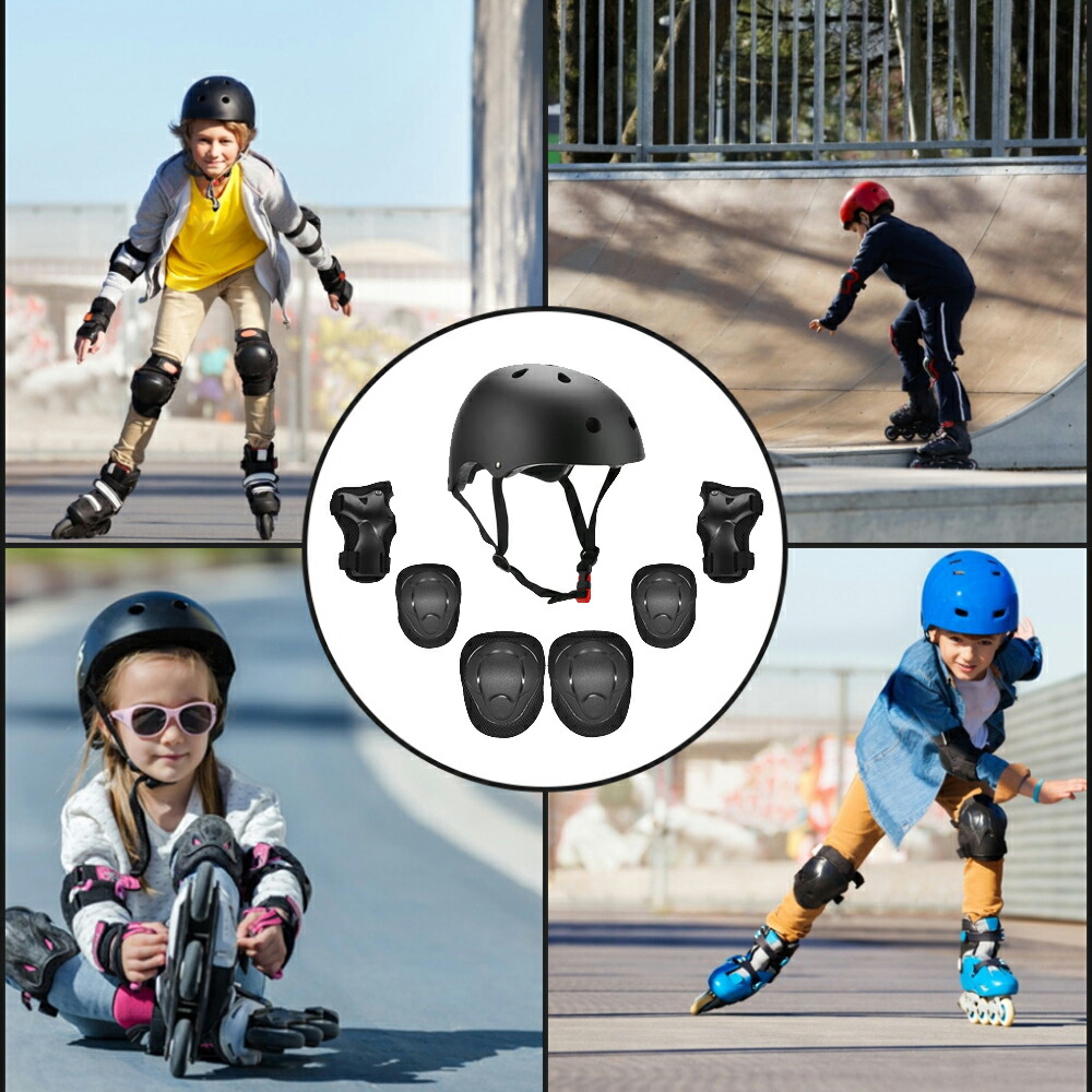 ヘルメット プロテクター 膝 エルボーガード 肘 キッズ 自転車 セット 手のひら リストガード 子供用 7点 ニーガード サポーター ローラースケート