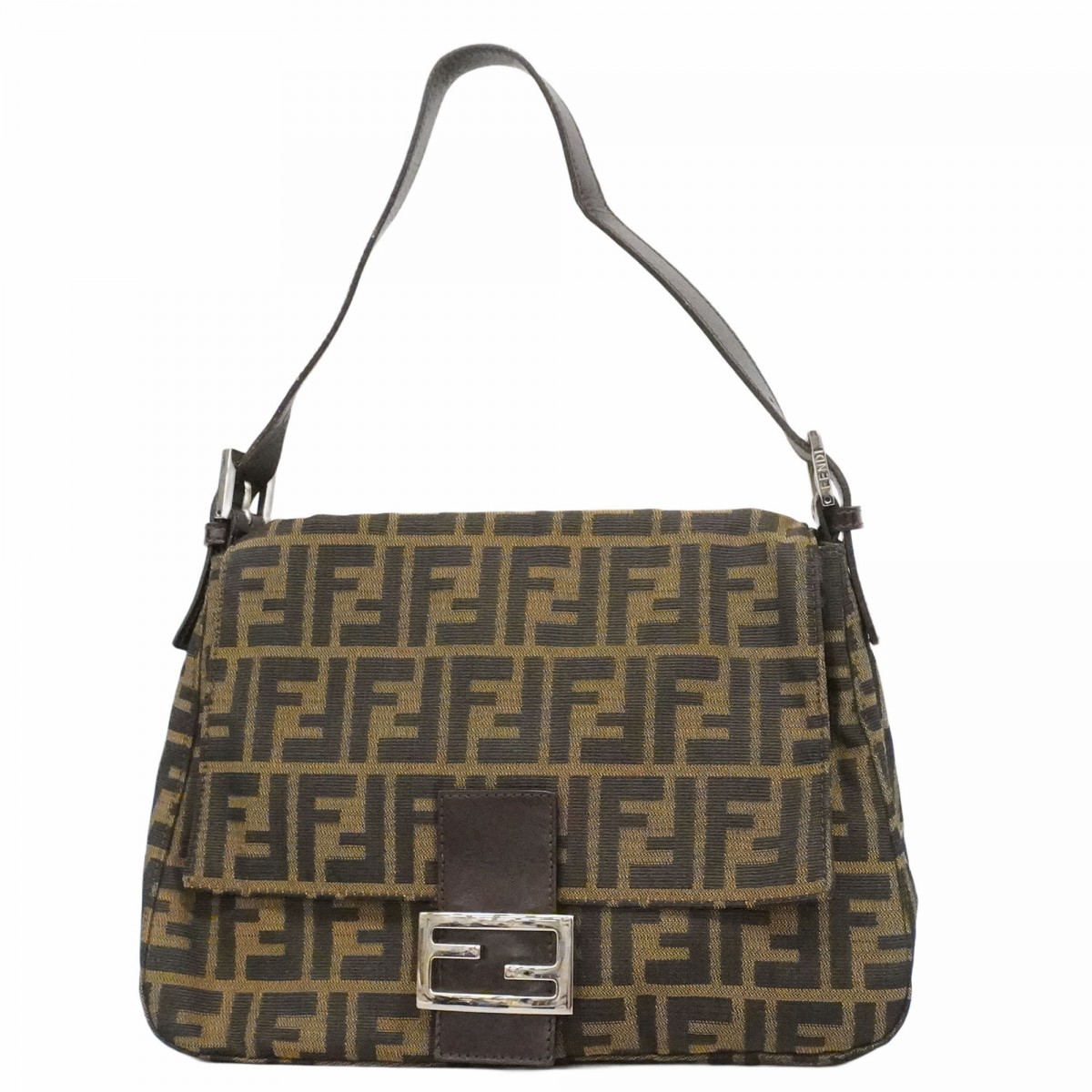 ★最終価格★SALE【6ca1327】フェンディ ハンドバッグ ズッカ マンマバケット ナイロンキャンバス ブラウン シルバー金具【中古】レディース