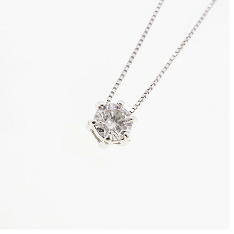 ＼エントリーでマラソンポイント5倍／【jv496】 ネックレス 一粒ダイヤ K10WG ホワイトゴールド ダイヤモンド 0.2ct 未使用【中古】レディース