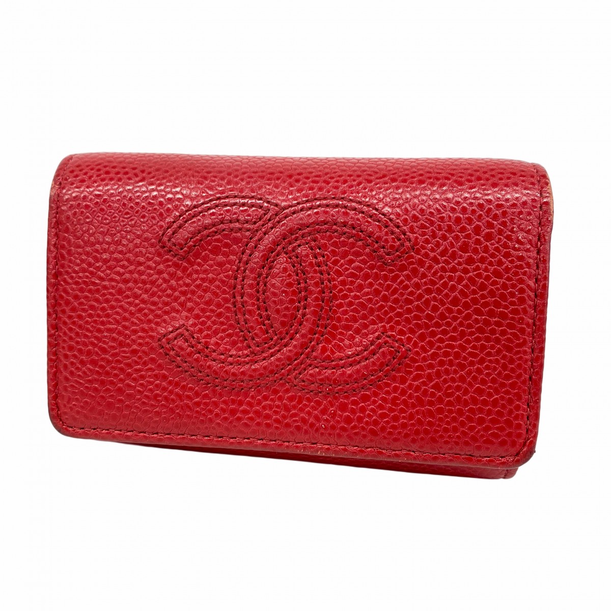 CHANEL マトラッセ ラムレザー シルバー金具 6連 キーケース レッド シャネル CHANEL ミニマトラッセ17 レッド シルバー金具 ラム