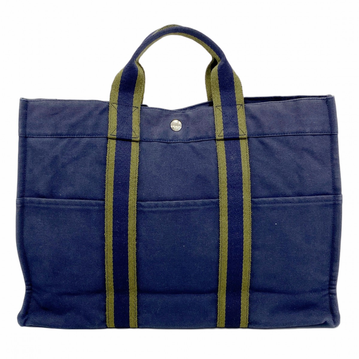 【極美品】HERMES トートPM フールトゥ キャンバス ブラック ネイビー ✨極美品✨エルメス フールトゥ MM トートバッグ ネイビー