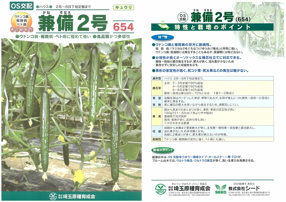 【黄瓜】兼備2号〔os掛け合わせ〕