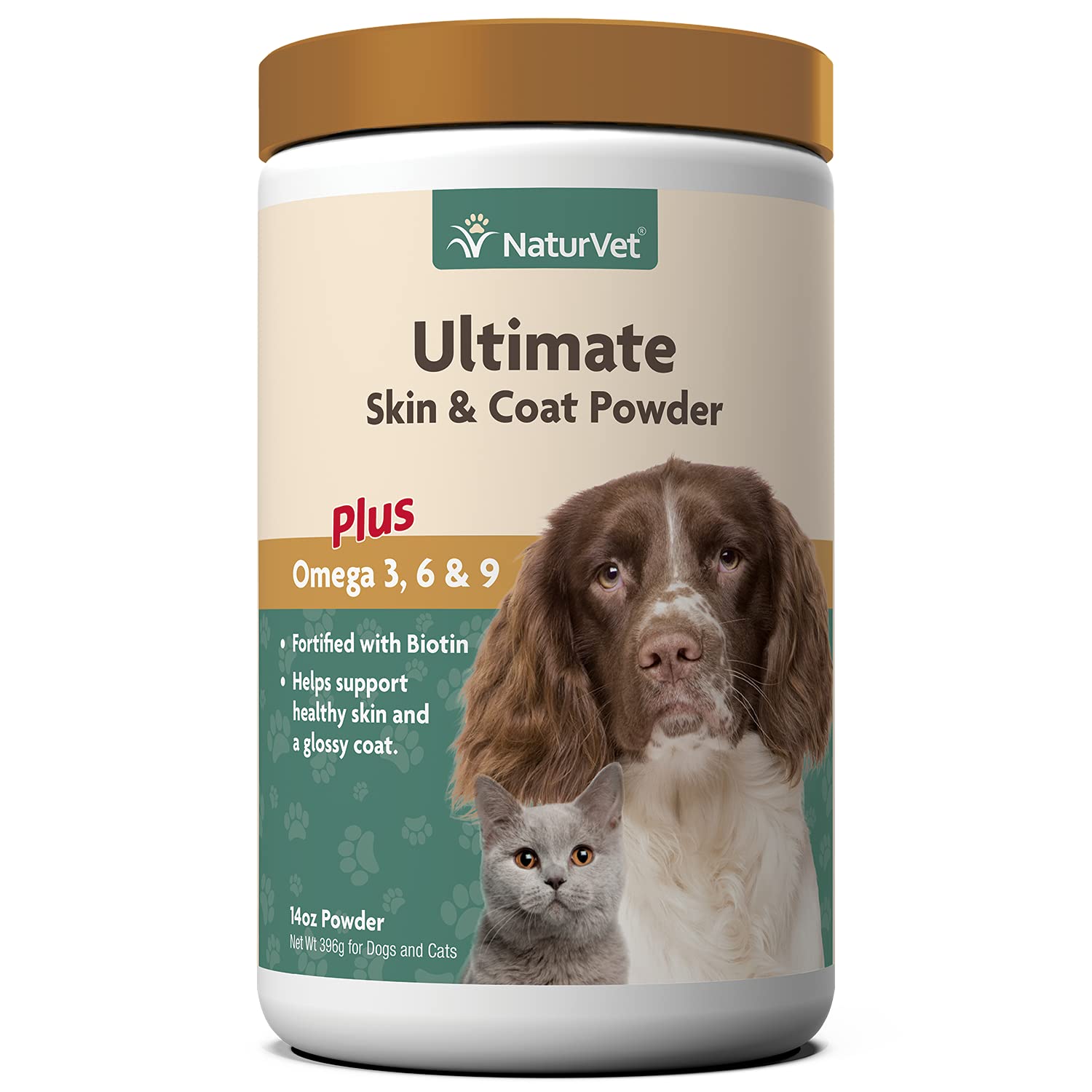NaturVet Ultimate Skin and Coat Powder Plus Omega 3, 6 and 9 Supplement for Dogs and Cats, Powder, Made in The USA with Globally Source Ingredients 14 Ounce画像